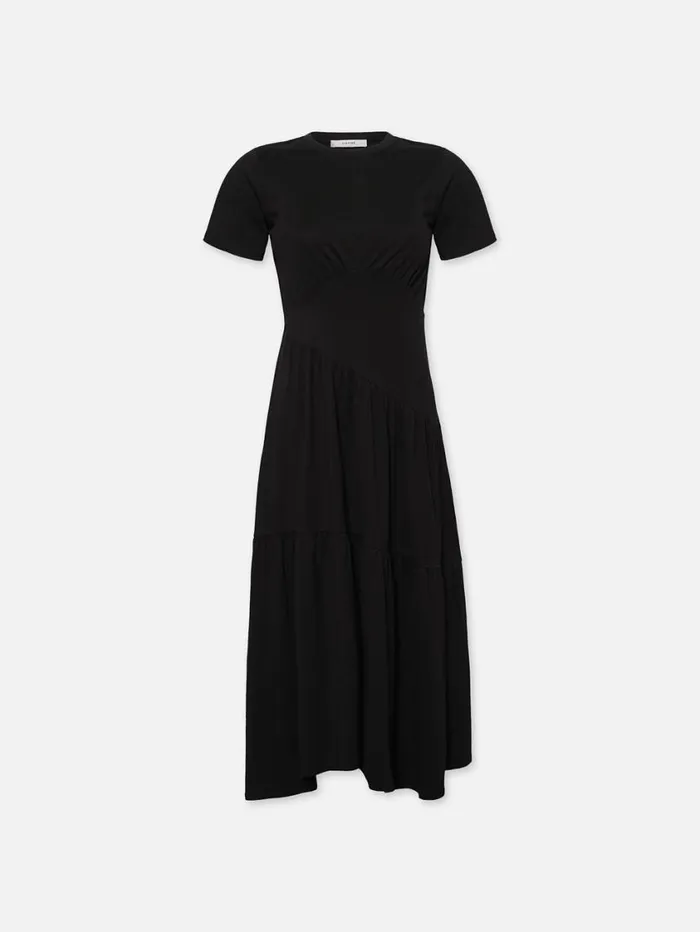 Women Dresses FRAME Gathered Seam Short Sleeve Dress 8212 Black