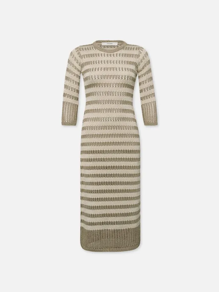 Women Dresses FRAME Lurex Stripe Dress 8212 Gold Multi