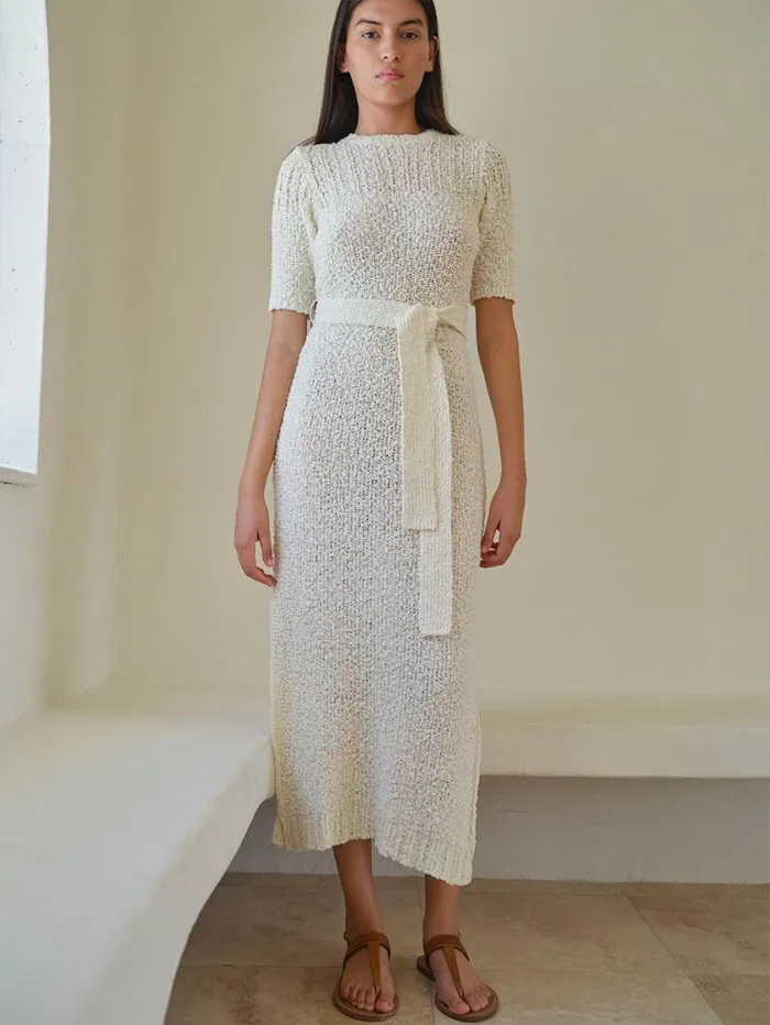 Women Dresses FRAME Mixed Stitch Sweater Dress 8212 Cream Women Dresses FRAME Mixed Stitch Sweater Dress 8212 Cream