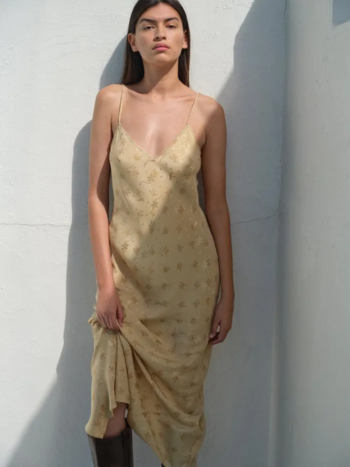Women Dresses FRAME VNeck Cami Dress 8212 Golden Floral Women Dresses FRAME VNeck Cami Dress 8212 Golden Floral