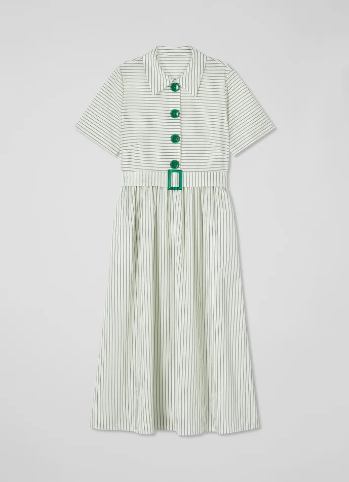 Women Dresses LKBennett Bextor Cream And Green Stripe Italian ViscoseCotton Dress Green Cream Women Dresses LKBennett Bextor Cream And Green Stripe Italian ViscoseCotton Dress Green Cream