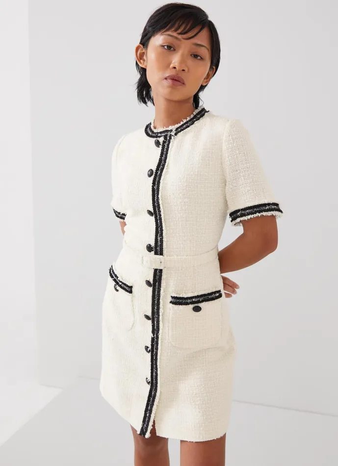 Women Dresses LKBennett Charlie Petite Ivory Italian Recycled CottonBlend Tweed Dress Ivory Women Dresses LKBennett Charlie Petite Ivory Italian Recycled CottonBlend Tweed Dress Ivory