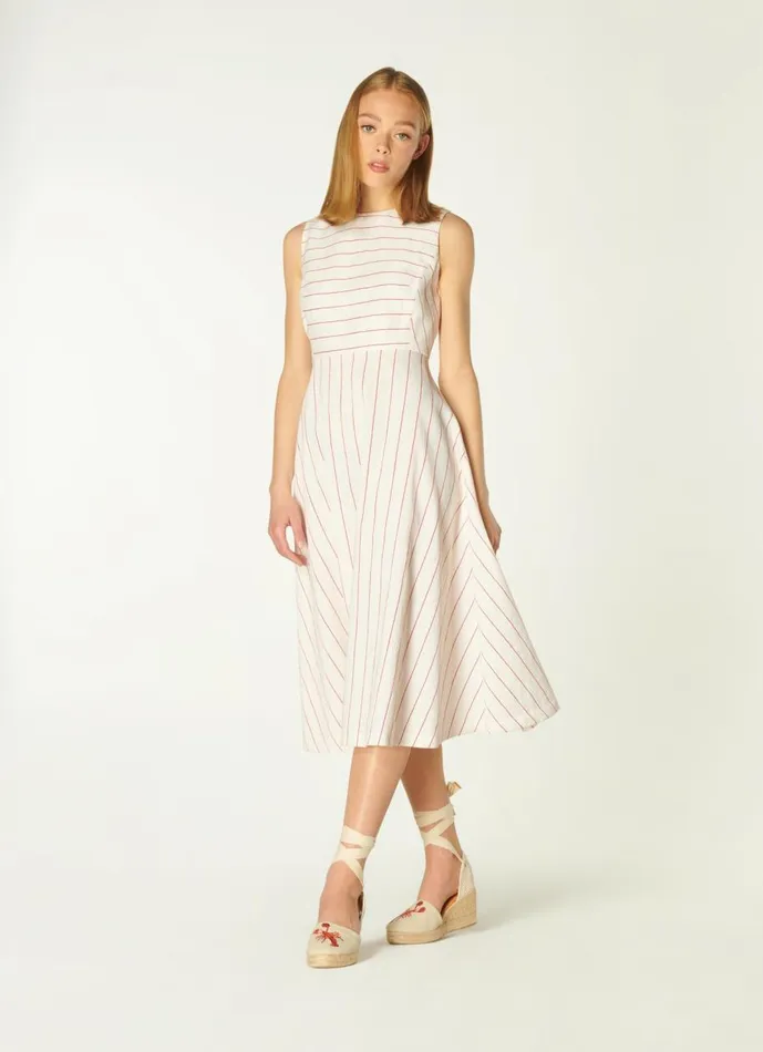 Women Dresses LKBennett Clementine Cream And Red Stripe CottonLinen Dress Multi Women Dresses LKBennett Clementine Cream And Red Stripe CottonLinen Dress Multi