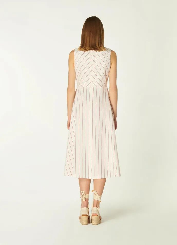 Women Dresses LKBennett Clementine Cream And Red Stripe CottonLinen Dress Multi
