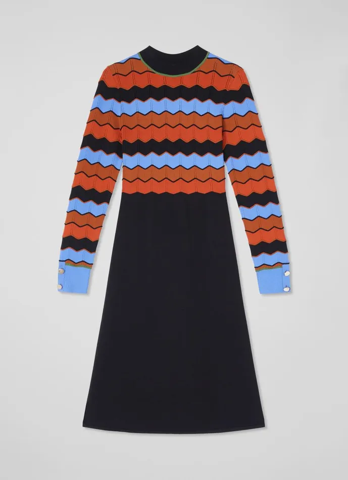 Women Dresses LKBennett Elina MultiColour Wavy Knit Dress Multi Women Dresses LKBennett Elina MultiColour Wavy Knit Dress Multi