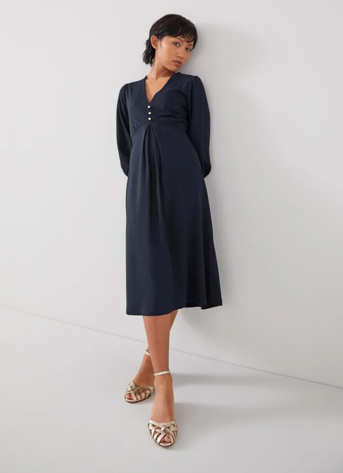 Women Dresses LKBennett Jenny Petite Navy Dress With LENZING ECOVERO Viscose Navy