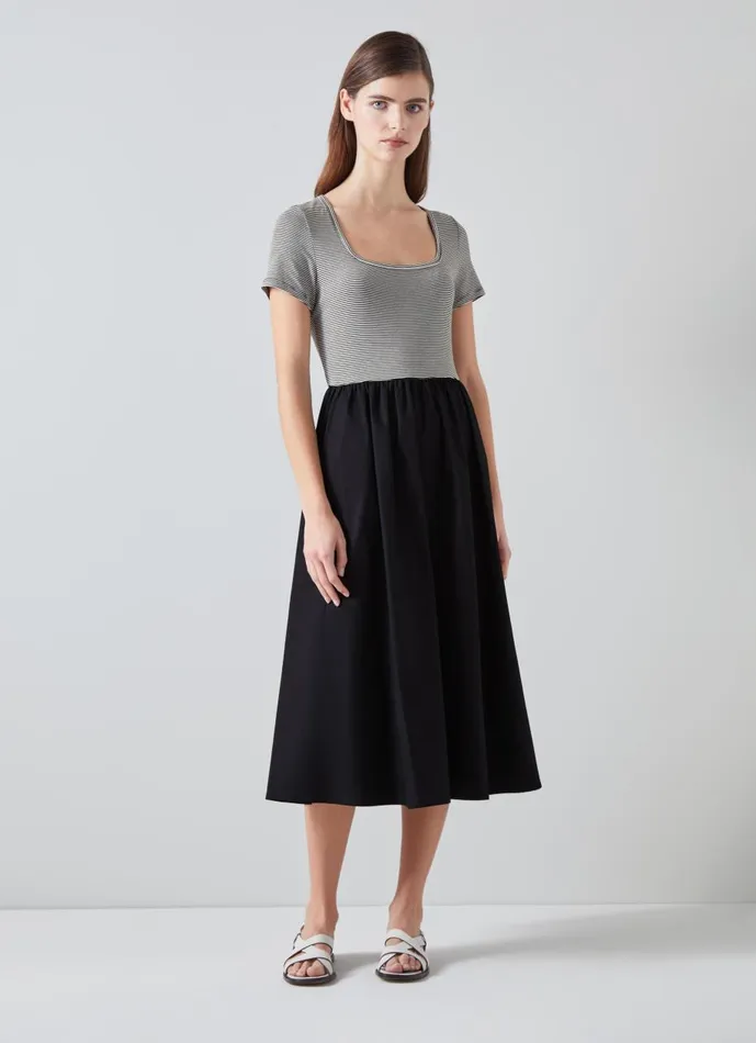 Women Dresses LKBennett Serina Black Dress With LENZING ECOVERO Viscose Black White