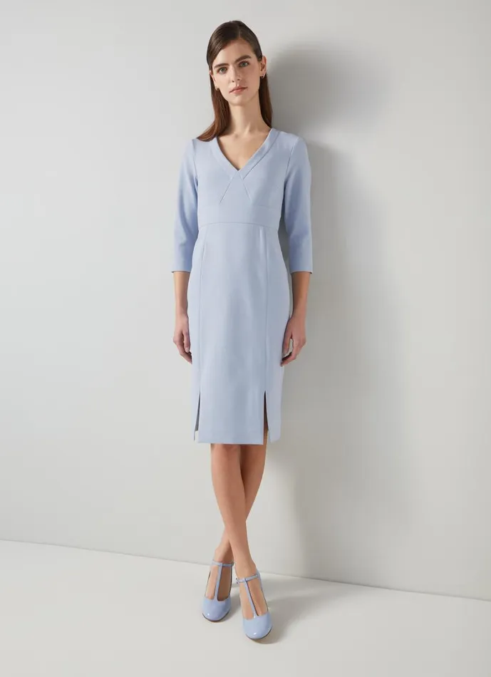 Women Dresses LKBennett Sky Blue Crepe Dress With Lenzing Ecovero Viscose Light Blue Women Dresses LKBennett Sky Blue Crepe Dress With Lenzing Ecovero Viscose Light Blue