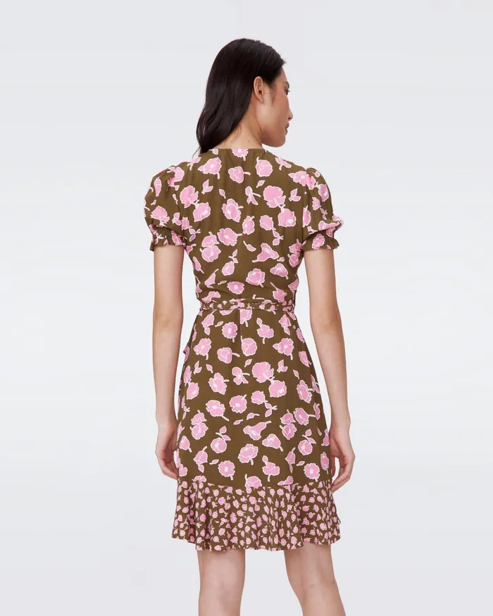 Women Emilia Dress Huge And Tiny Rose Showers Khaki DVF Dresses