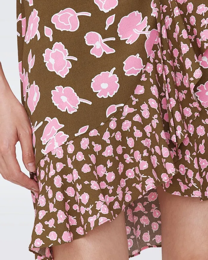 Women Emilia Dress Huge And Tiny Rose Showers Khaki DVF Dresses