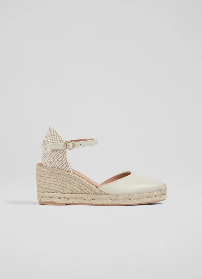 Women Espadrilles LKBennett Marissa Cream Leather Ankle Strap Espadrilles Ecru Women Espadrilles LKBennett Marissa Cream Leather Ankle Strap Espadrilles Ecru