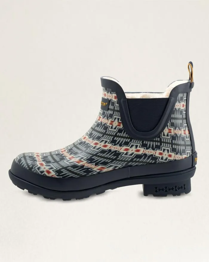 Women FAUX FUR CHELSEA RAIN BOOTS Navy Harding Pendleton Boots