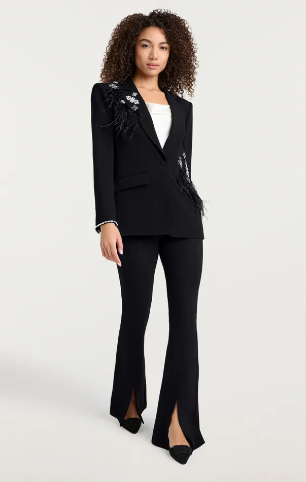 Women Feather Bouquet Jamila Blazer Black Cinq Sept Blazers