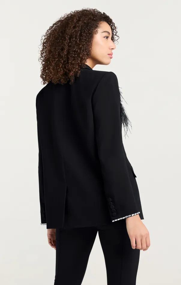 Women Feather Bouquet Jamila Blazer Black Cinq Sept Blazers