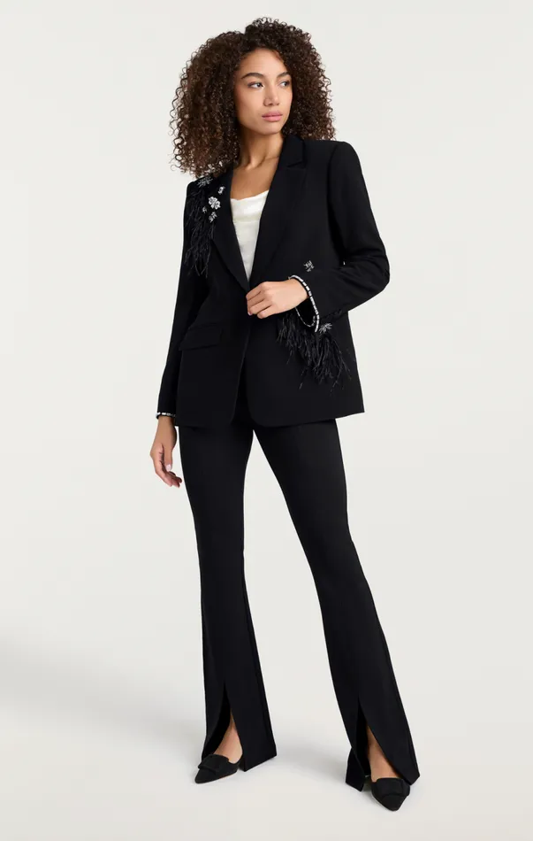 Women Feather Bouquet Jamila Blazer Black Cinq Sept Blazers