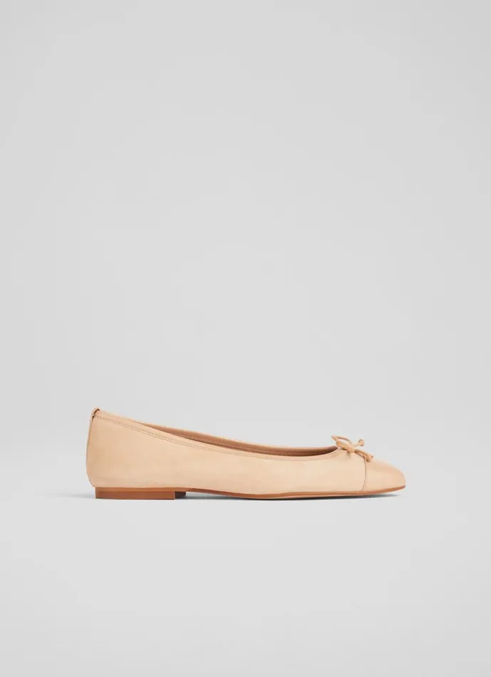 Women Flats LKBennett Kara Beige Suede And Patent Toe Cap Ballet Flats Almond Women Flats LKBennett Kara Beige Suede And Patent Toe Cap Ballet Flats Almond