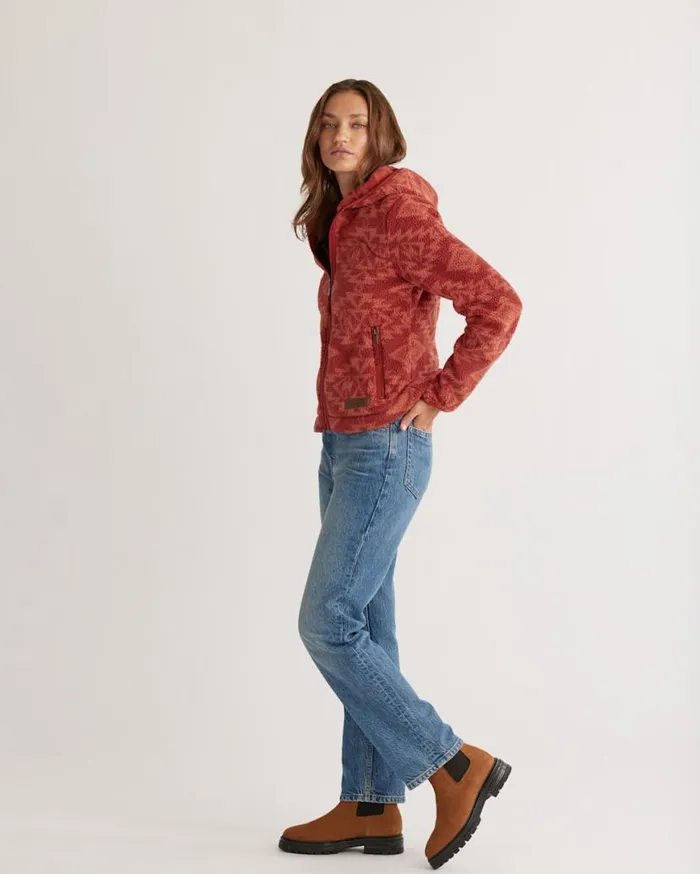 Women FLEECE HOODED JACKET Burnt Red Sacred Star Pendleton Jackets and Coats