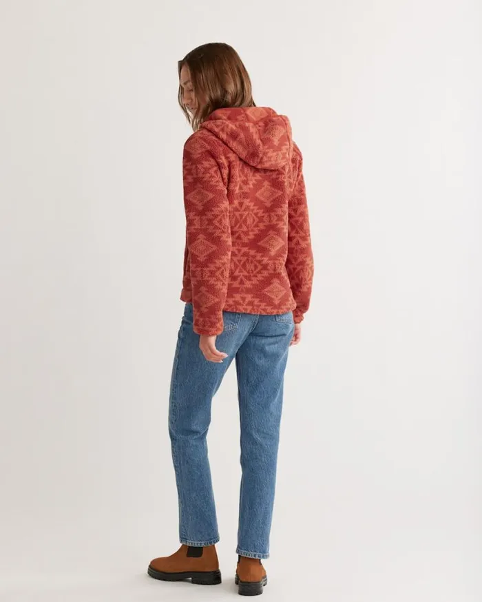 Women FLEECE HOODED JACKET Burnt Red Sacred Star Pendleton Jackets and Coats