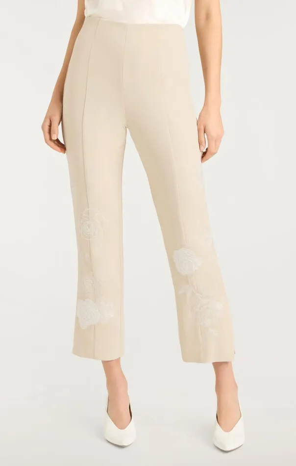 Women Floating Roses Embellished Cropped Brianne Pant Plasterivory Cinq Sept Pants