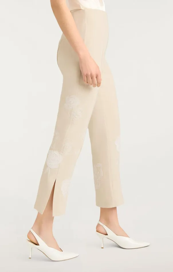 Women Floating Roses Embellished Cropped Brianne Pant Plasterivory Cinq Sept Pants