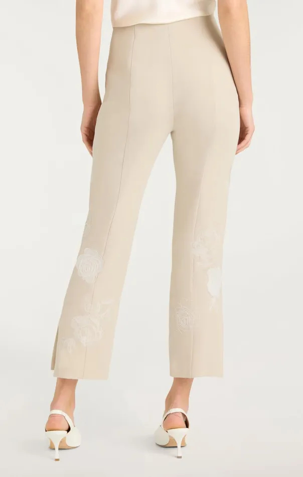 Women Floating Roses Embellished Cropped Brianne Pant Plasterivory Cinq Sept Pants