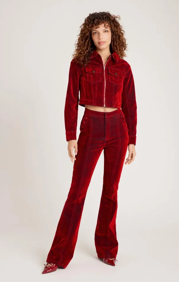 Women Flocked Denim Suzette Pant Pomegranate Cinq Sept Denim