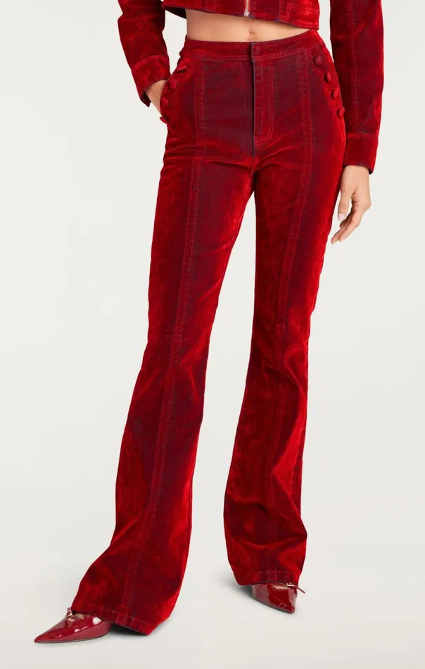 Women Flocked Denim Suzette Pant Pomegranate Cinq Sept Denim