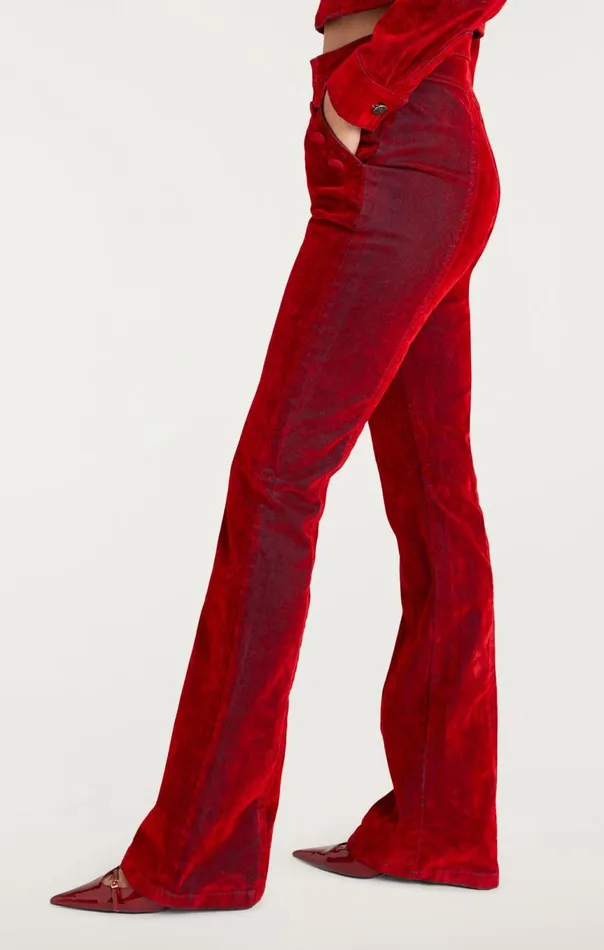 Women Flocked Denim Suzette Pant Pomegranate Cinq Sept Denim