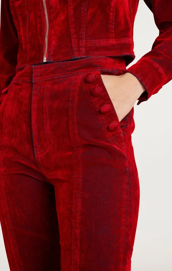 Women Flocked Denim Suzette Pant Pomegranate Cinq Sept Denim