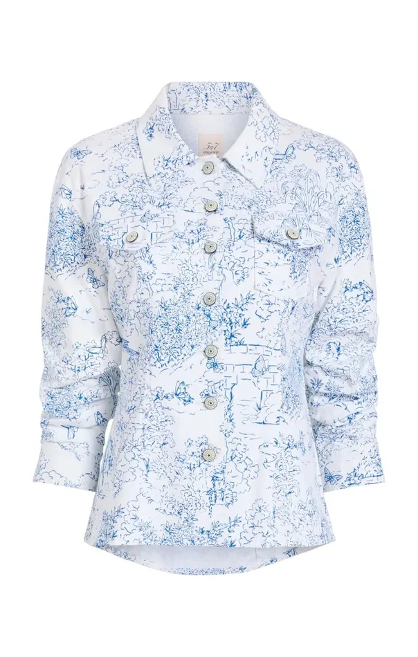 Women Garden Toile Scrunched Canyon Jacket Whiteblue Cinq Sept Jackets