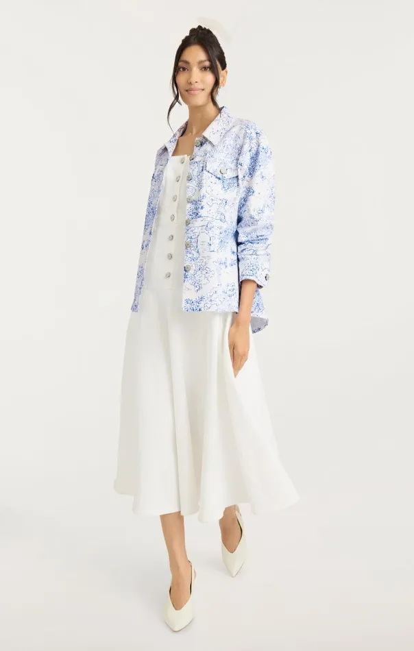 Women Garden Toile Scrunched Canyon Jacket Whiteblue Cinq Sept Jackets