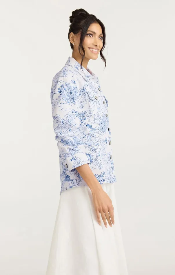 Women Garden Toile Scrunched Canyon Jacket Whiteblue Cinq Sept Jackets