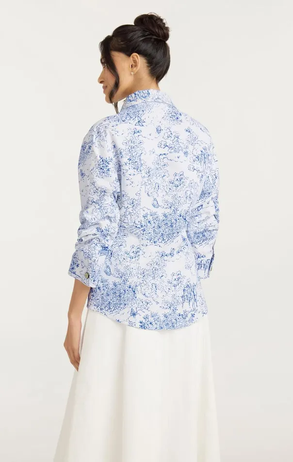 Women Garden Toile Scrunched Canyon Jacket Whiteblue Cinq Sept Jackets