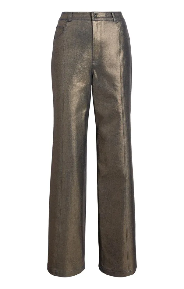 Women Gold Coated Francine Pant Gold Cinq Sept Pants