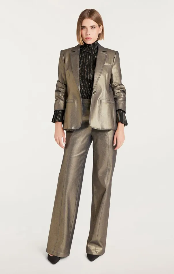 Women Gold Coated Francine Pant Gold Cinq Sept Pants
