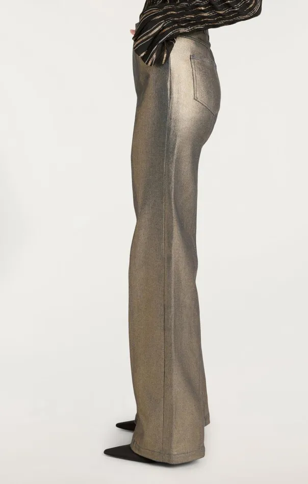 Women Gold Coated Francine Pant Gold Cinq Sept Pants