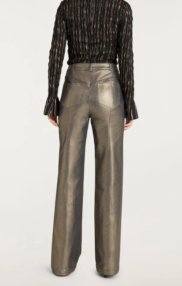 Women Gold Coated Francine Pant Gold Cinq Sept Pants
