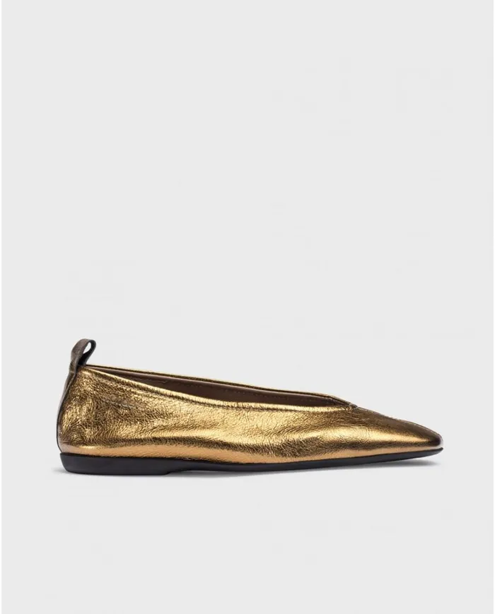 Women Gold PEPA Ballet Pump Wonders Flat Shoes
