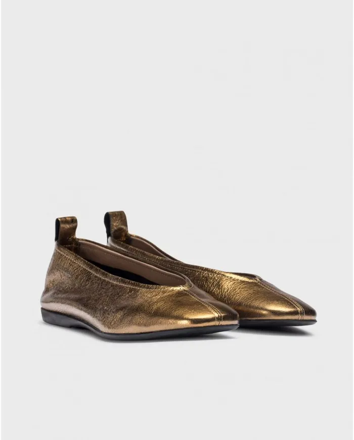 Women Gold PEPA Ballet Pump Wonders Flat Shoes