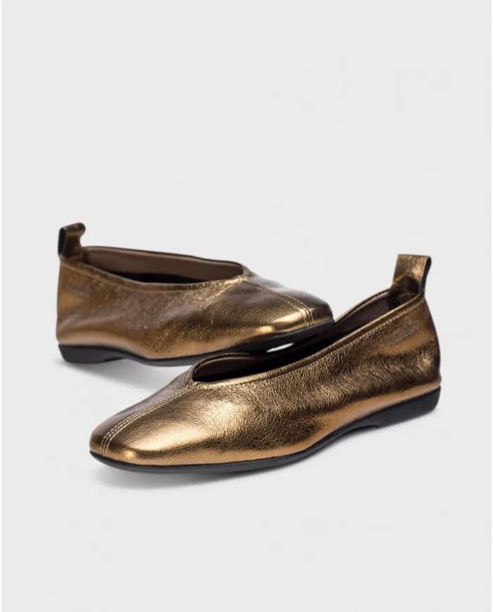 Women Gold PEPA Ballet Pump Wonders Flat Shoes
