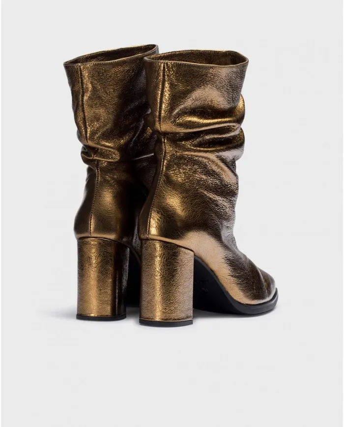 Women Gold SALMA Ruched Booties Wonders Ankle Boots