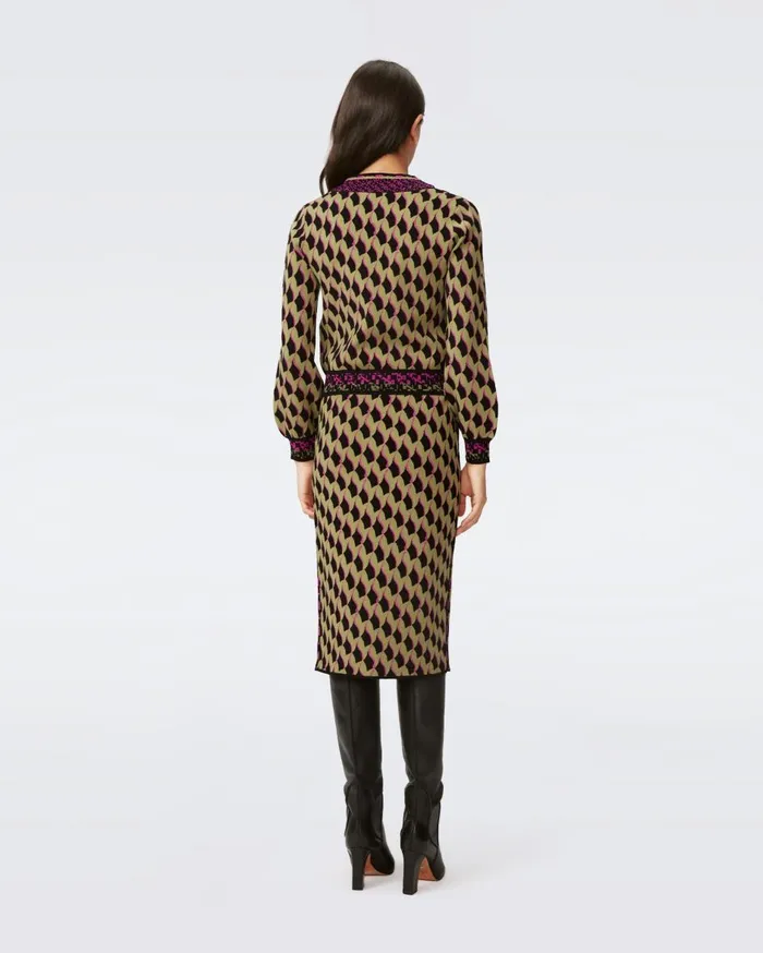 Women Gusta Knit Jacquard Skirt Bird Weave Misty Green DVF Skirts