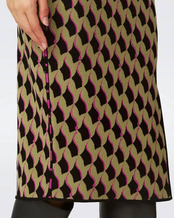 Women Gusta Knit Jacquard Skirt Bird Weave Misty Green DVF Skirts