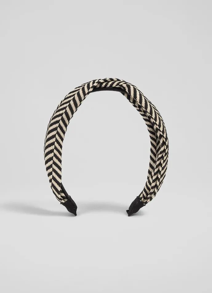 Women Hair Accessories LKBennett Carilla Black And White Chevron Fabric Hairband Women Hair Accessories LKBennett Carilla Black And White Chevron Fabric Hairband