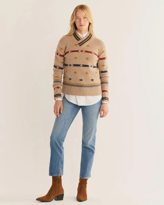 Women HALLIE MERINO GRAPHIC SWEATER Barley Multi Pendleton Sweaters