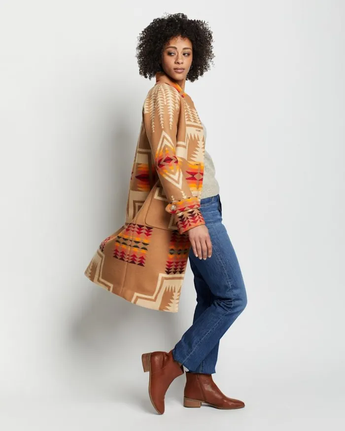 Women HARDING ARCHIVE BLANKET COAT Tan Harding Pendleton Jackets and Coats