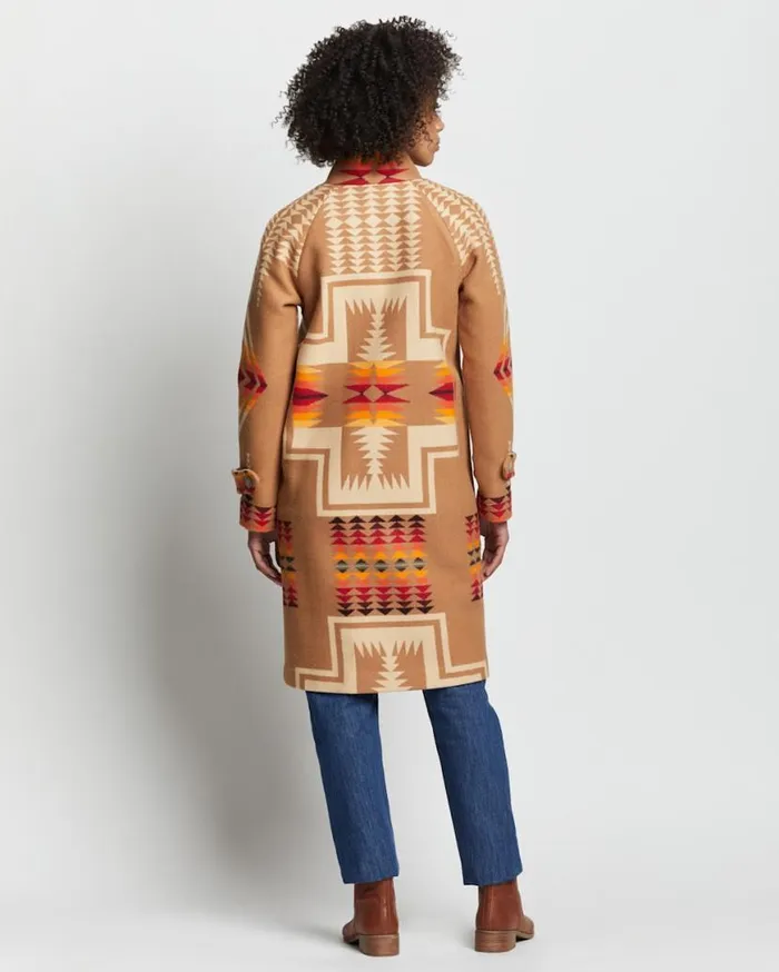 Women HARDING ARCHIVE BLANKET COAT Tan Harding Pendleton Jackets and Coats
