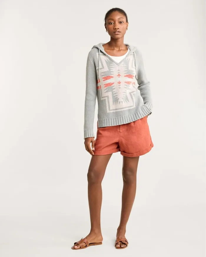 Women HARDING COTTON HOODIE Aqua Heather Multi Pendleton Sweaters