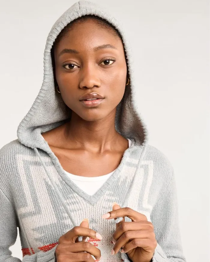 Women HARDING COTTON HOODIE Aqua Heather Multi Pendleton Sweaters