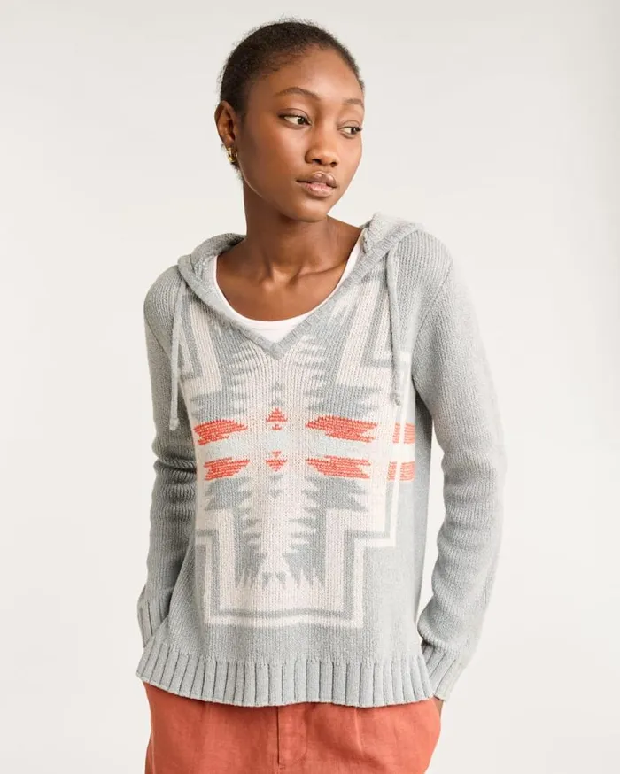 Women HARDING COTTON HOODIE Aqua Heather Multi Pendleton Sweaters